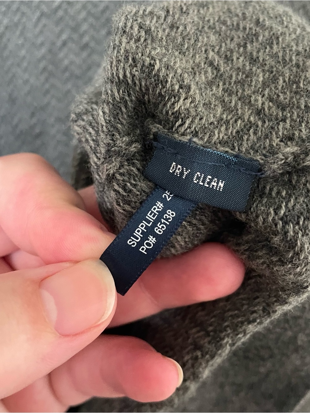 Polo Ralph Lauren Merino Wool Herringbone V Neck Sweater Grey Size Large - Picture 5 of 5